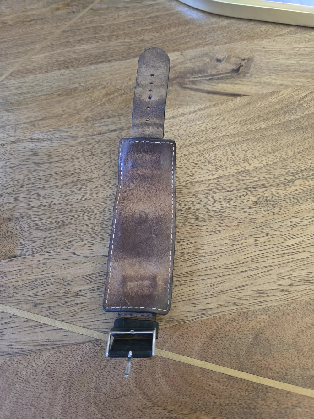 Men's Black Leather Cuff Watch with Silver Case Guess